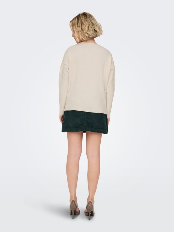 Only ONLRICA L/S V-NECK PULLO KNT NOOS Bej Kadın Kazak
