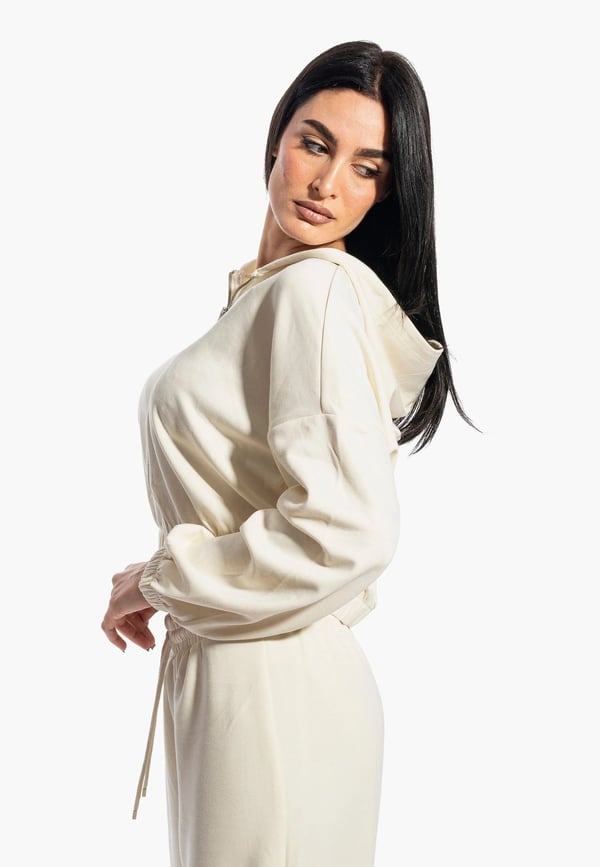 Only ONLSCARLETT L/S ZIP HOOD SWT NOOS Bej Kadın Sweatshirt