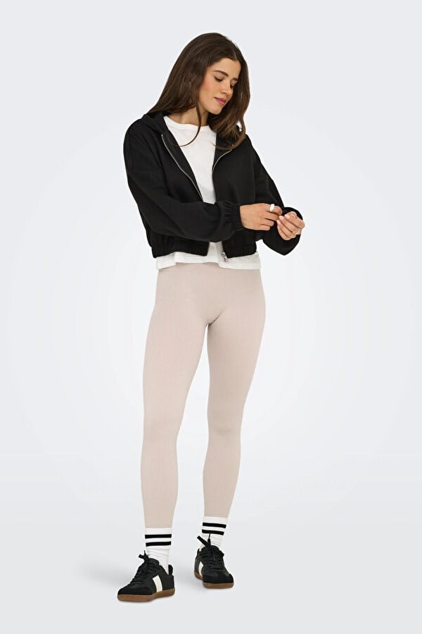 Only ONLSCARLETT L/S ZIP HOOD SWT NOOS Siyah Kadın Sweatshirt