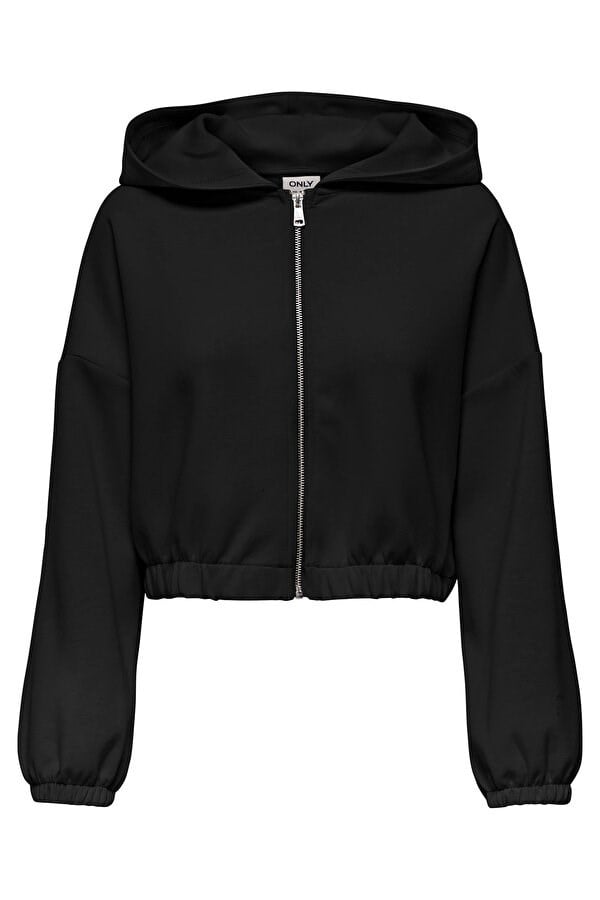 Only ONLSCARLETT L/S ZIP HOOD SWT NOOS Siyah Kadın Sweatshirt