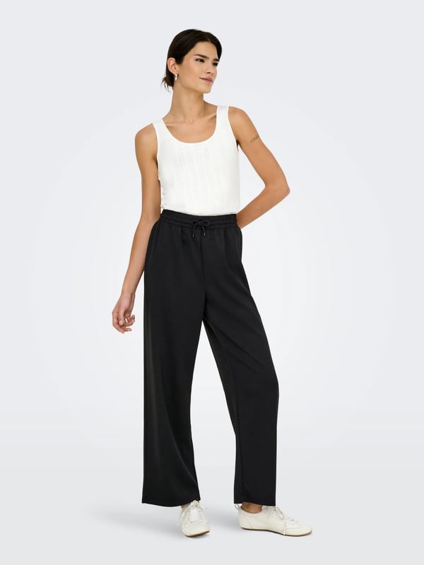 Only ONLSCARLETT WIDE PANT SWT NOOS Siyah Kadın Pantolon