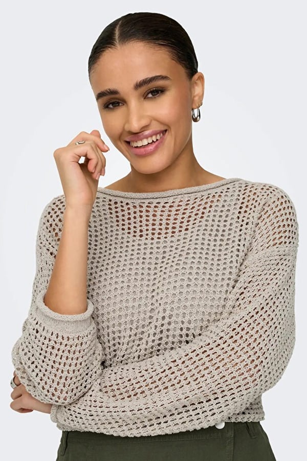 Only ONLSIENA LS STRUCTURE O-NECK RP KNT Bej Kadın Kazak