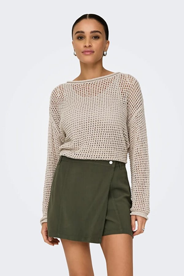 Only ONLSIENA LS STRUCTURE O-NECK RP KNT Bej Kadın Kazak