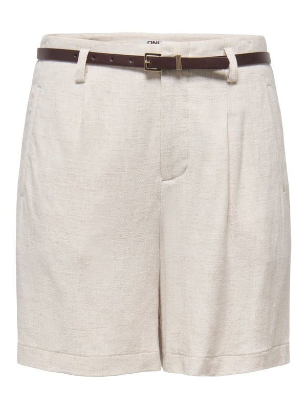 Only ONLSIESTA HW BELT LIN BL SHORTS PNT NOOS Bej Kadın Şort