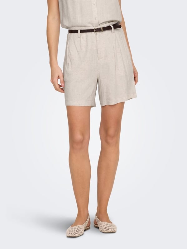 Only ONLSIESTA HW BELT LIN BL SHORTS PNT NOOS Bej Kadın Şort