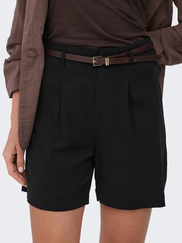 Only ONLSIESTA HW BELT LIN BL SHORTS PNT NOOS Siyah Kadın Şort