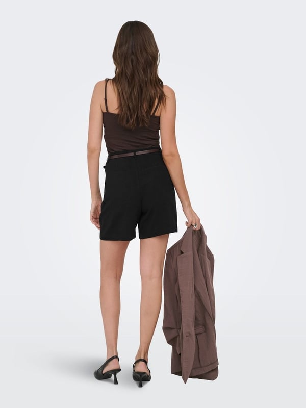 Only ONLSIESTA HW BELT LIN BL SHORTS PNT NOOS Siyah Kadın Şort