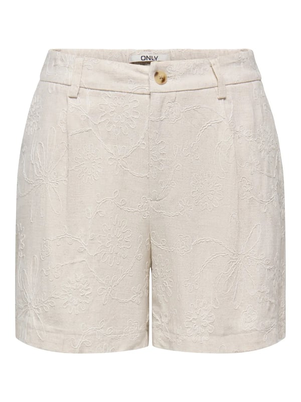 Only ONLSIESTA HW LINEN BL EMB SHORTS PNT Bej Kadın Şort