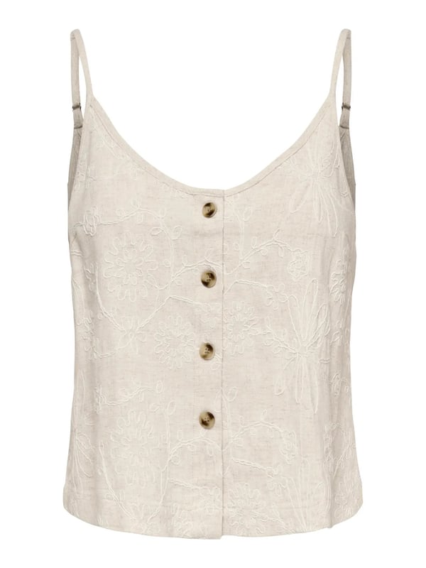 Only ONLSIESTA LINEN BL EMB SINGLET PNT Bej Kadın Bluz
