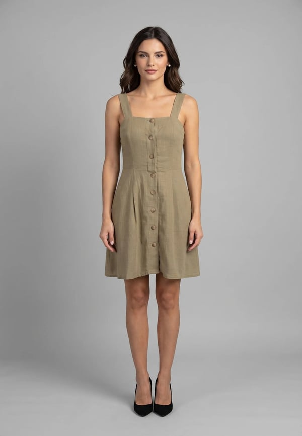 Only ONLSIESTA LINEN BL SHORT STRAP DRESS PNT Haki Kadın Elbise