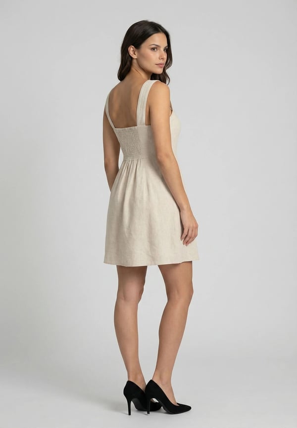 Only ONLSIESTA LINEN BL SHORT STRAP DRESS PNT Beyaz Kadın Elbise