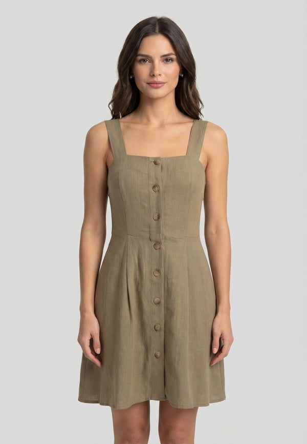 Only ONLSIESTA LINEN BL SHORT STRAP DRESS PNT Haki Kadın Elbise