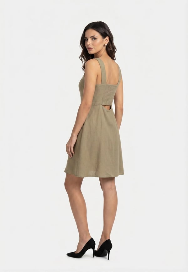 Only ONLSIESTA LINEN BL SHORT STRAP DRESS PNT Haki Kadın Elbise