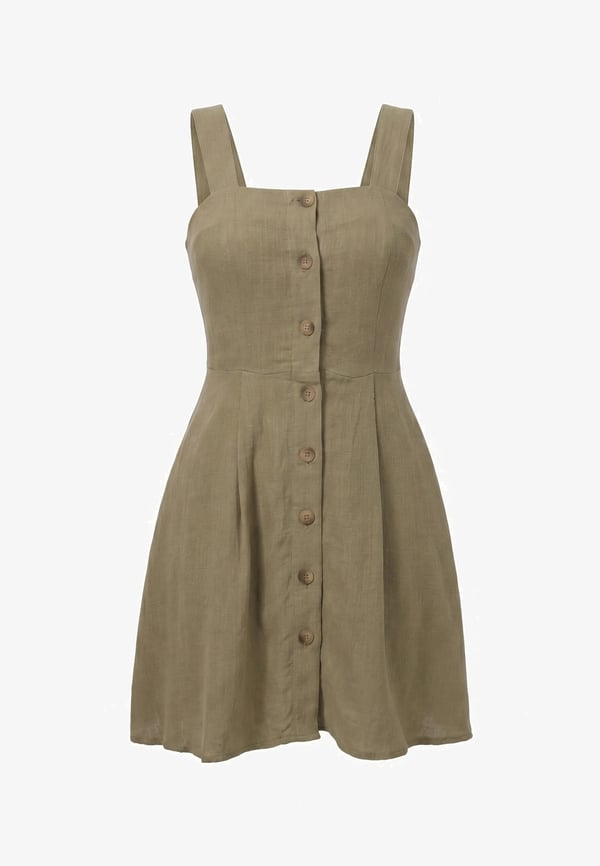 Only ONLSIESTA LINEN BL SHORT STRAP DRESS PNT Haki Kadın Elbise