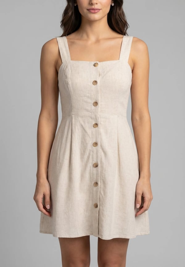Only ONLSIESTA LINEN BL SHORT STRAP DRESS PNT Beyaz Kadın Elbise