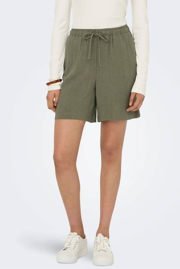 Only ONLSIESTA MW PULL-UP LIN BL SHORTS  NOOS Haki Kadın Şort
