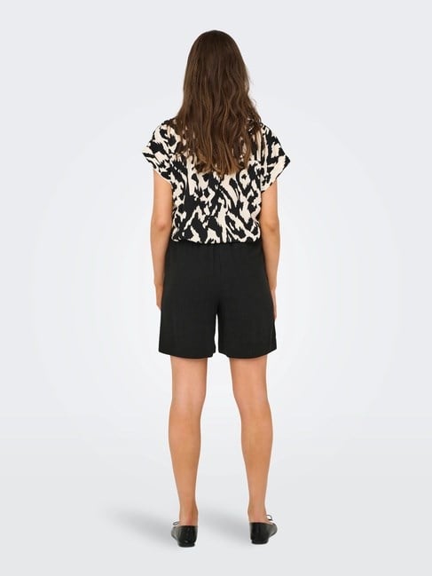 Only ONLSIESTA MW PULL-UP LIN BL SHORTS  NOOS Siyah Kadın Şort