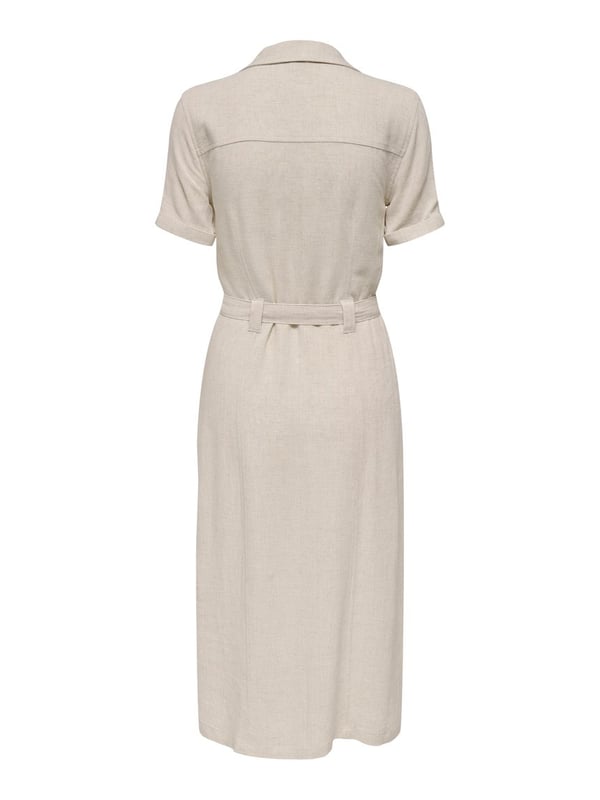 Only ONLSIESTA SS LIN BL SHIRT DRESS PNT NOOS Bej Kadın Elbise