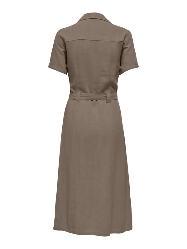 Only ONLSIESTA SS LIN BL SHIRT DRESS PNT NOOS Kahverengi Kadın Elbise