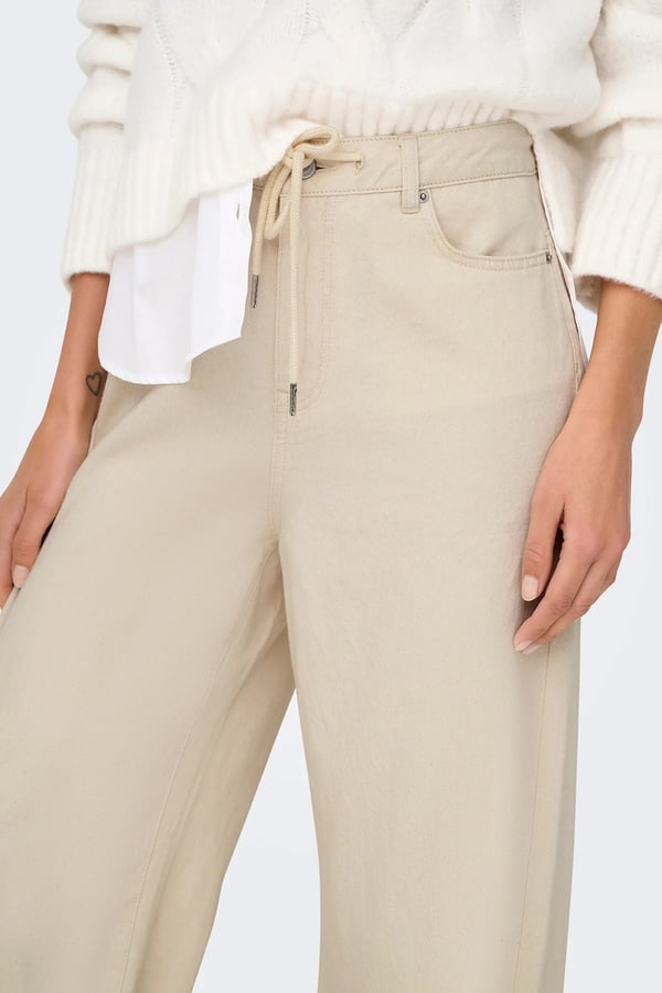 Only ONLSILLA MW WIDE STRING PANT CC PNT Bej Kadın Pantolon