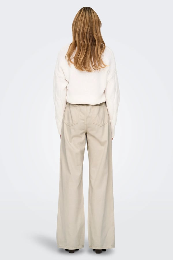 Only ONLSILLA MW WIDE STRING PANT CC PNT Bej Kadın Pantolon
