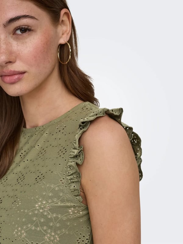 Only ONLSMILLA S/L FRILL TOP JRS Haki Kadın Bluz