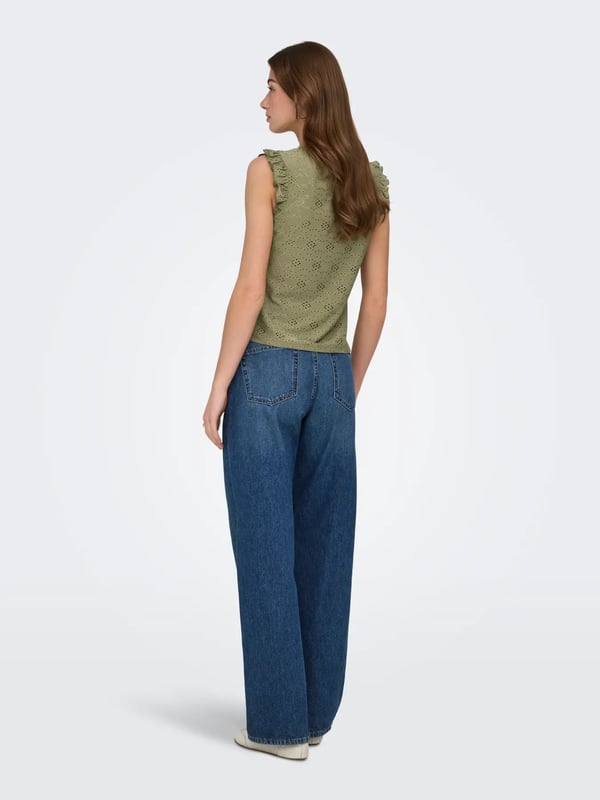 Only ONLSMILLA S/L FRILL TOP JRS Haki Kadın Bluz