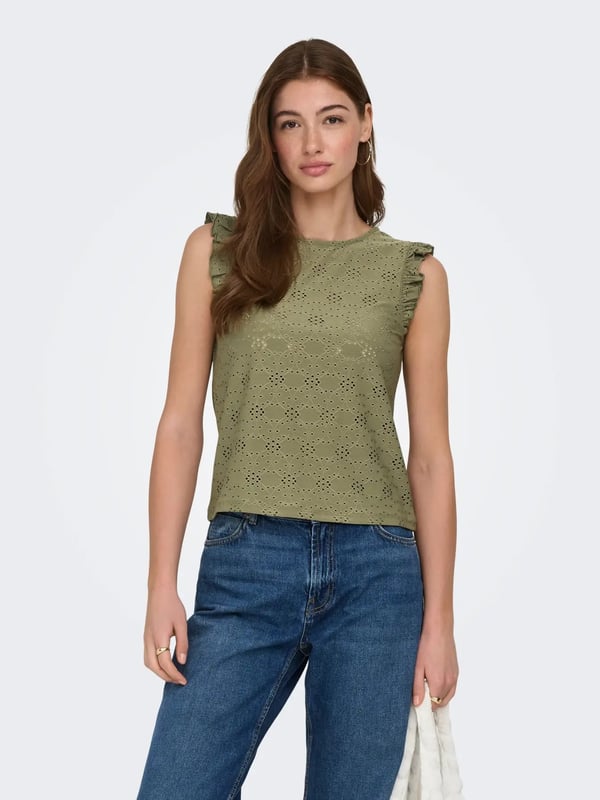 Only ONLSMILLA S/L FRILL TOP JRS Haki Kadın Bluz