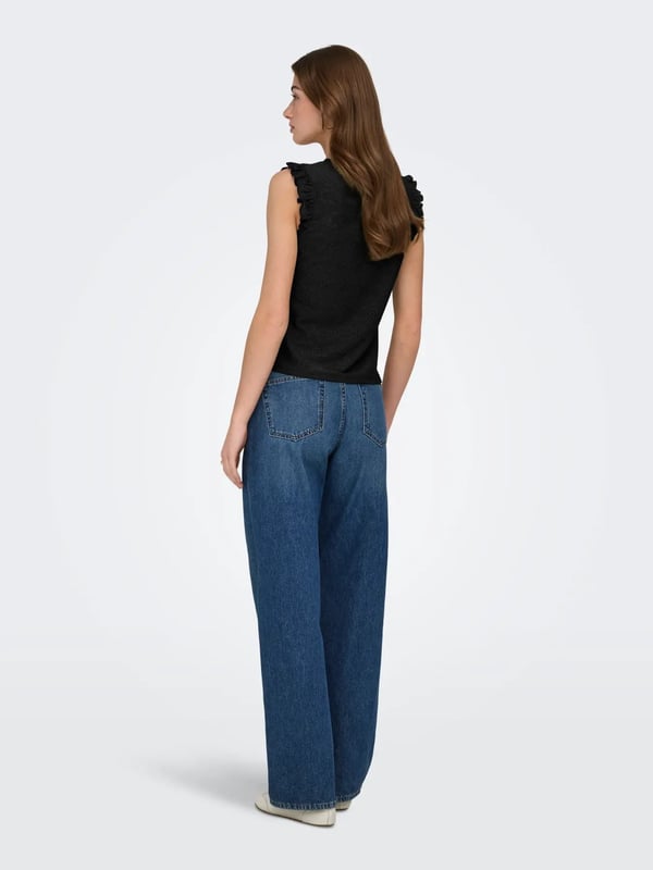 Only ONLSMILLA S/L FRILL TOP JRS Siyah Kadın Bluz
