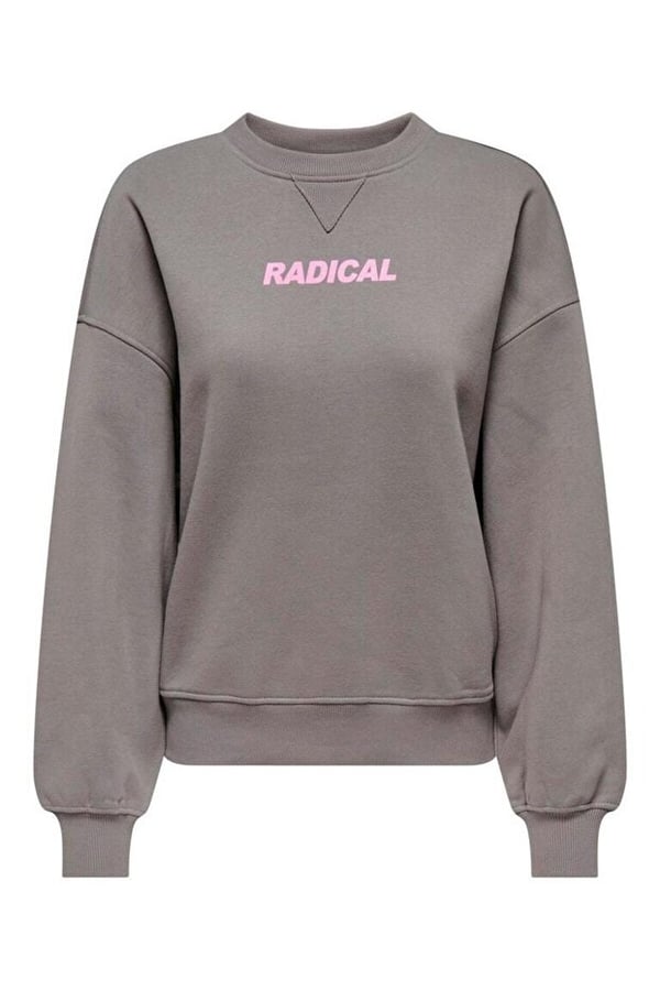 Only ONLSOFIA L/S WORD O-NECK SWT Gri Kadın Sweatshirt