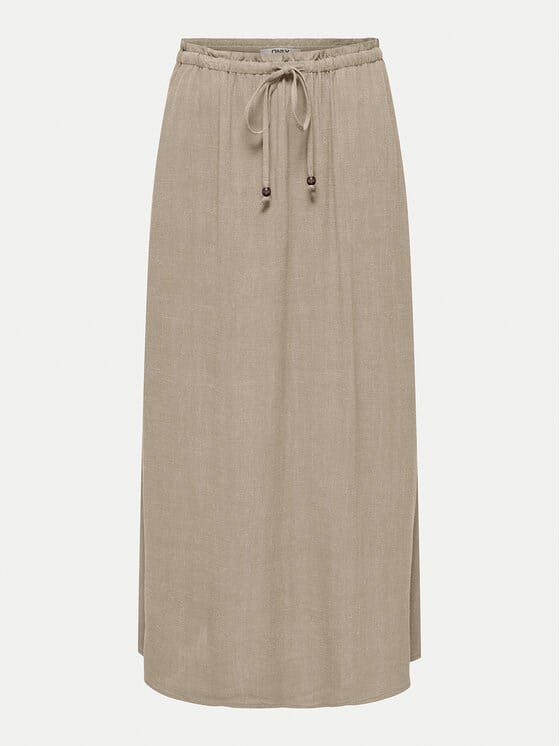 Only ONLSOLVI HW LINEN BL PB LON SKIRT CC PNT Bej Kadın Etek