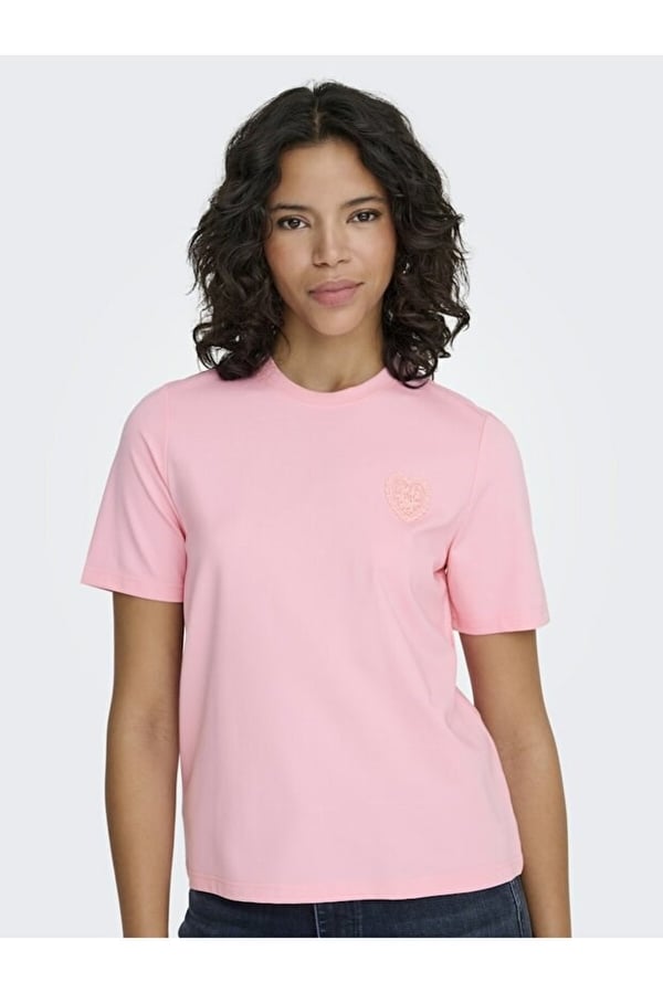 Only ONLSOPHIA S/S EMBROIDERY T-SHIRT BOX JRS Pembe Kadın T-Shirt