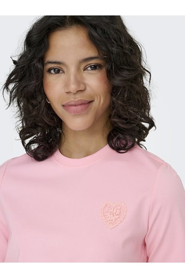 Only ONLSOPHIA S/S EMBROIDERY T-SHIRT BOX JRS Pembe Kadın T-Shirt