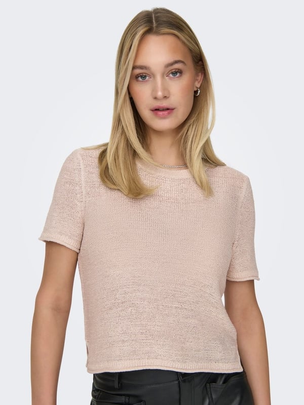 Only ONLSUNNY S/S PULLOVER KNT NOOS Pudra Kadın T-Shirt