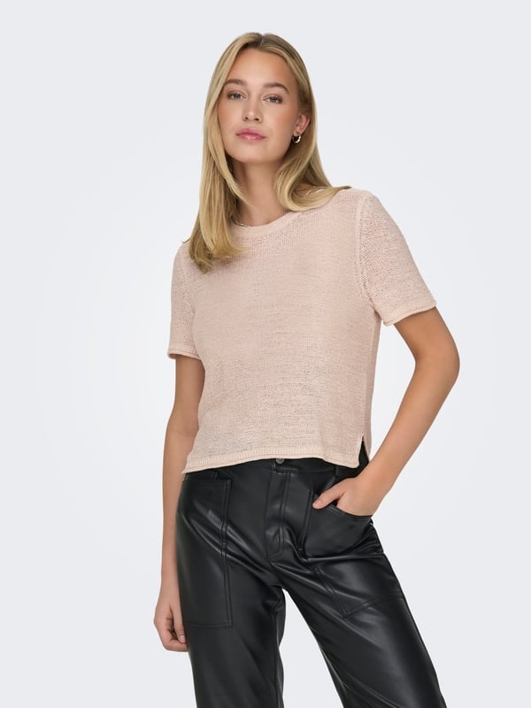 Only ONLSUNNY S/S PULLOVER KNT NOOS Pudra Kadın T-Shirt