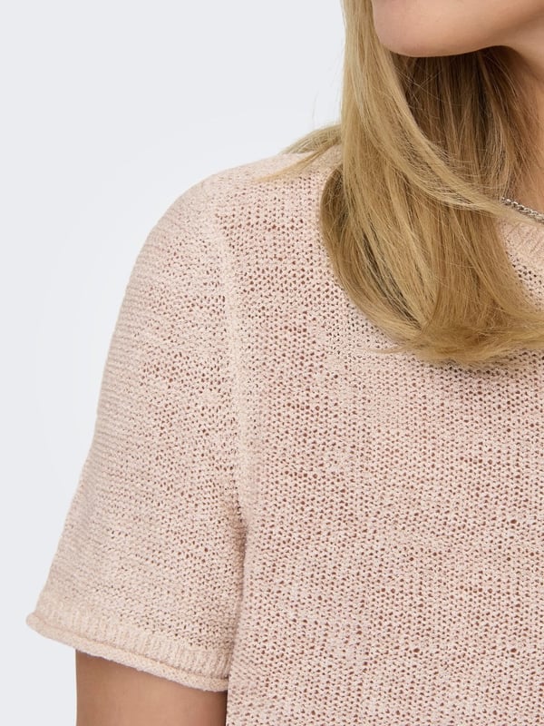 Only ONLSUNNY S/S PULLOVER KNT NOOS Pudra Kadın T-Shirt