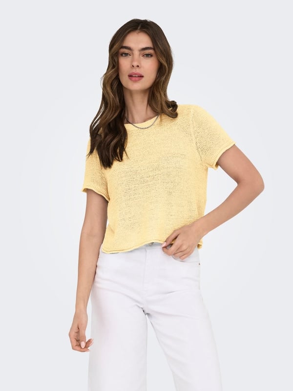 Only ONLSUNNY S/S PULLOVER KNT NOOS Sarı Kadın T-Shirt