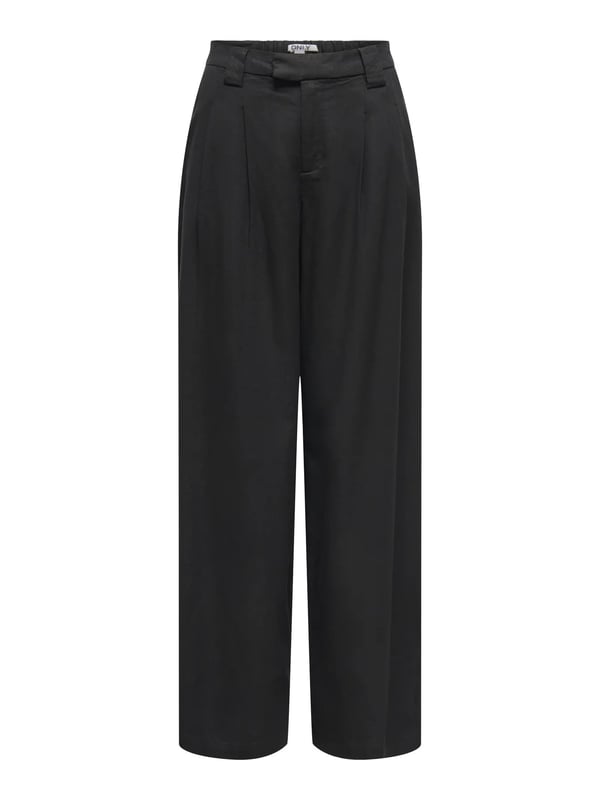 Only ONLSVEA-GOA MW LINEN BL WIDE CC PNT Siyah Kadın Pantolon