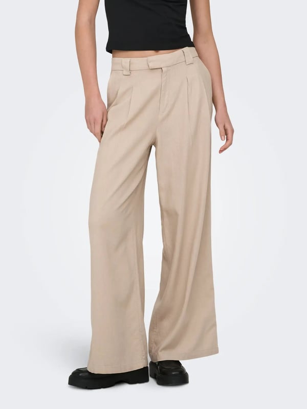Only ONLSVEA-GOA MW LINEN BL WIDE CC PNT Pudra Kadın Pantolon