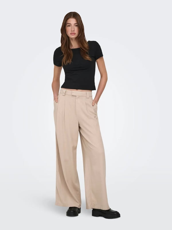 Only ONLSVEA-GOA MW LINEN BL WIDE CC PNT Pudra Kadın Pantolon
