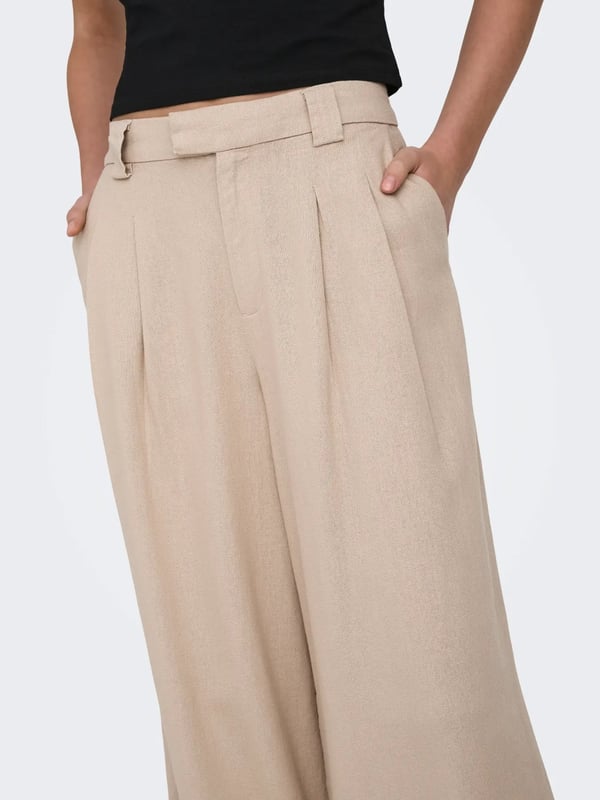 Only ONLSVEA-GOA MW LINEN BL WIDE CC PNT Pudra Kadın Pantolon