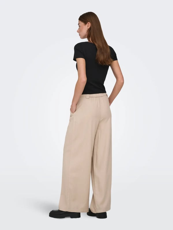Only ONLSVEA-GOA MW LINEN BL WIDE CC PNT Pudra Kadın Pantolon