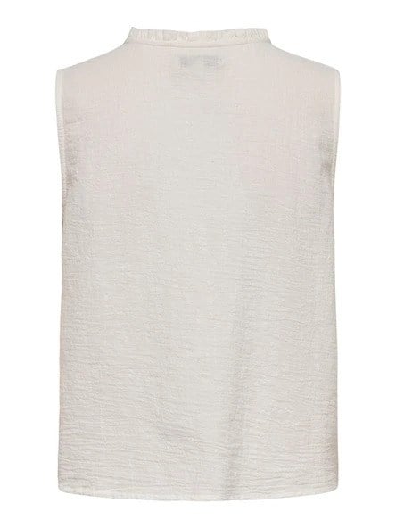 Only ONLSWAR S/L FRILL TOP WVN Beyaz Kadın Bluz