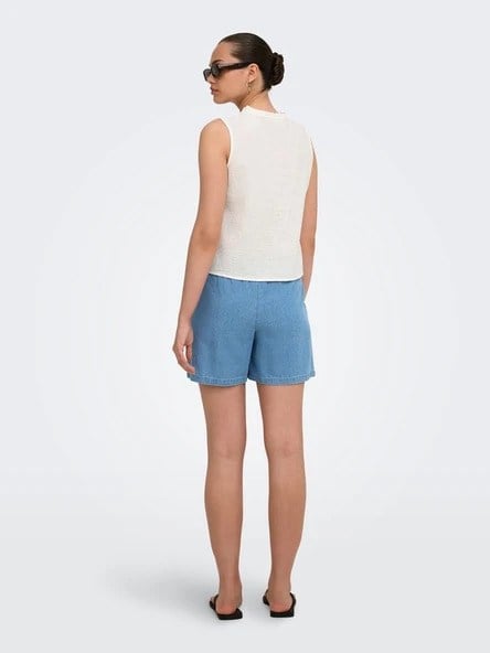 Only ONLSWAR S/L FRILL TOP WVN Beyaz Kadın Bluz