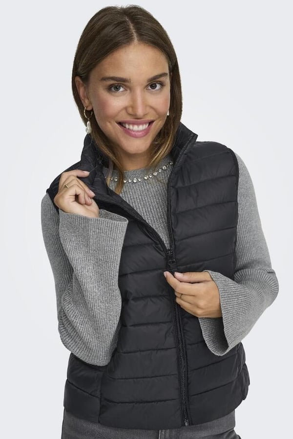 Only ONLTAHIA LW QUILTED WAISTCOAT OTW NOOS Siyah Kadın Yelek