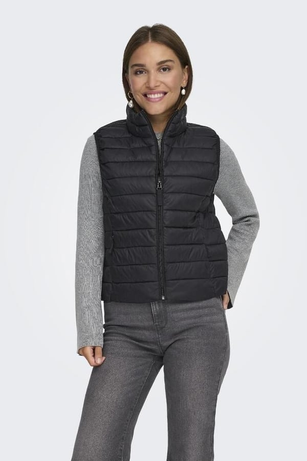 Only ONLTAHIA LW QUILTED WAISTCOAT OTW NOOS Siyah Kadın Yelek