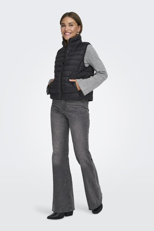 Only ONLTAHIA LW QUILTED WAISTCOAT OTW NOOS Siyah Kadın Yelek