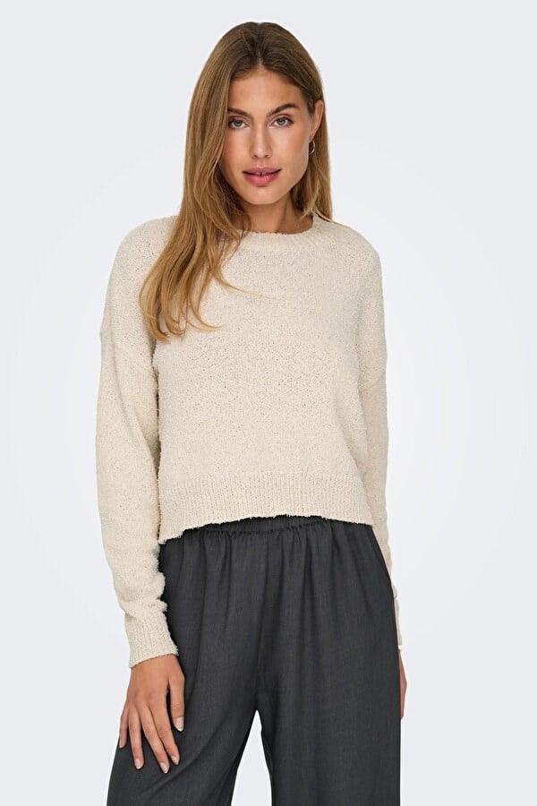 Only ONLTERESA LIFE LS O-NECK CC KNT Bej Kadın Kazak