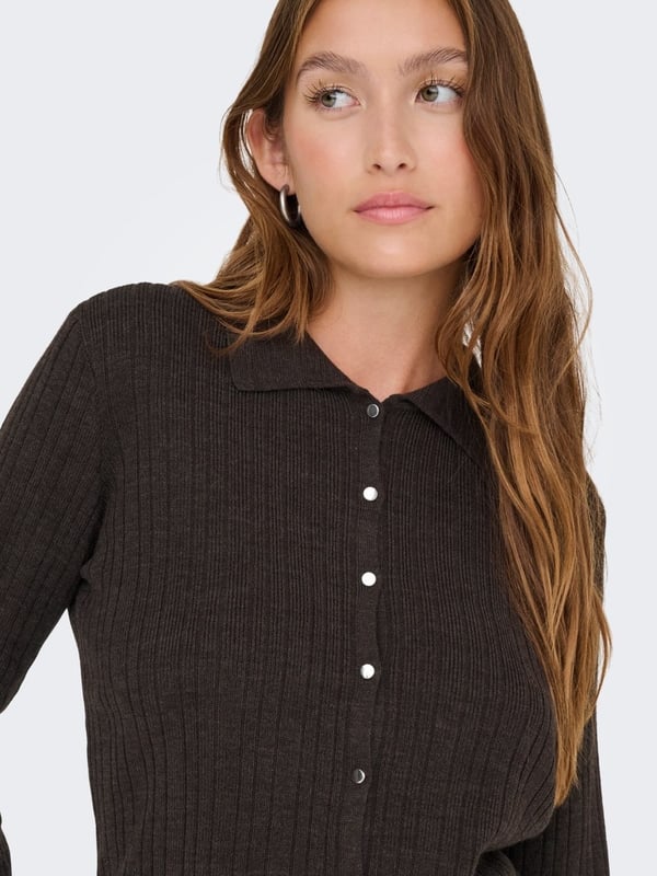 Only ONLTHEA LS BUTTON POLO CARDIGAN KNT Kahverengi Kadın Hırka