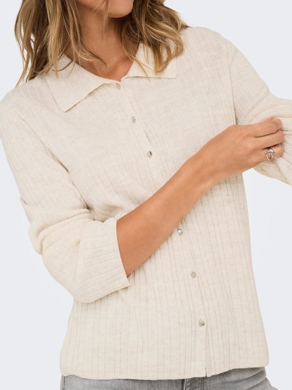 Only ONLTHEA LS BUTTON POLO CARDIGAN KNT Bej Kadın Hırka